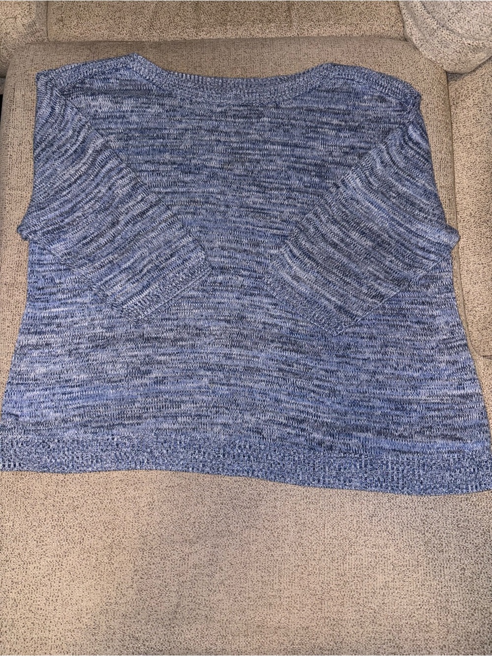 Karen Scott Blue Marled Scoop-Neck Sweater